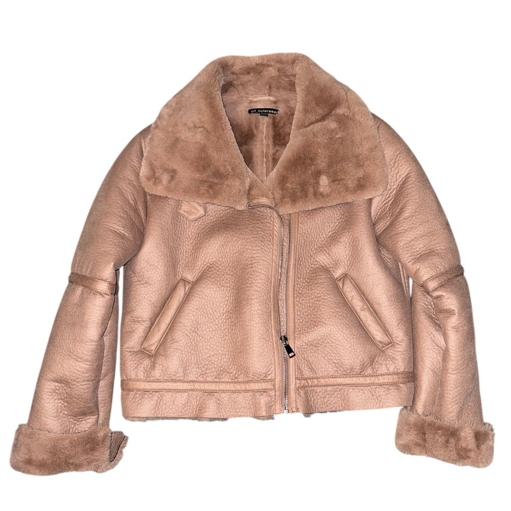 Zara Faux Leather shearling biker jacket